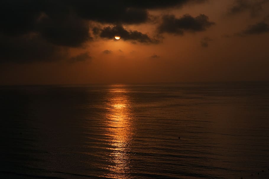 orange sunset photography, sunrise, cloud, sky, water, red HD wallpaper