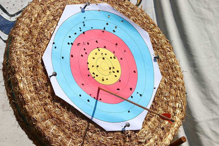 target, arrow, archery, holes, one-shots, delivering, meeting, HD wallpaper