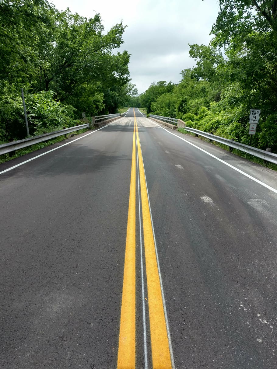 road, long road, empty, asphalt, marking, double yellow line HD wallpaper