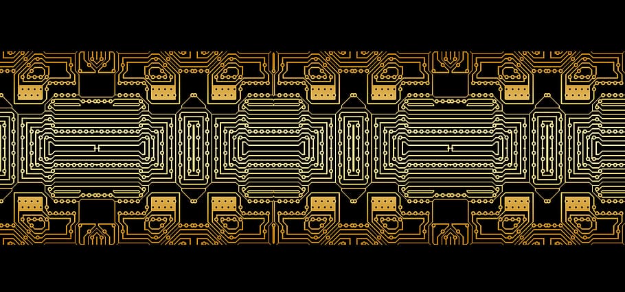 yellow and white circuit board, digitization, circuits, control center, HD wallpaper