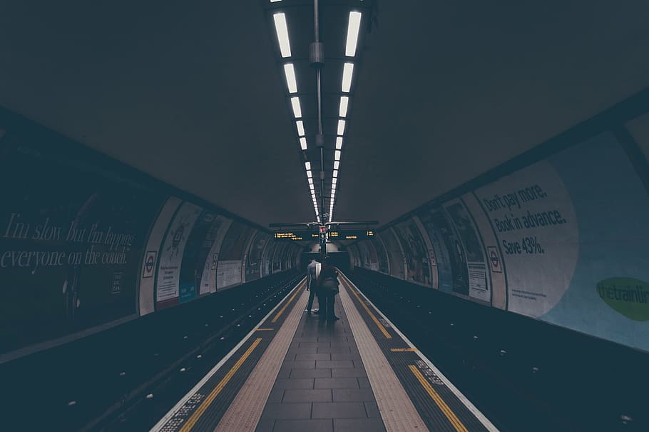 people walking on subway under ceiling lights, road, pathway HD wallpaper