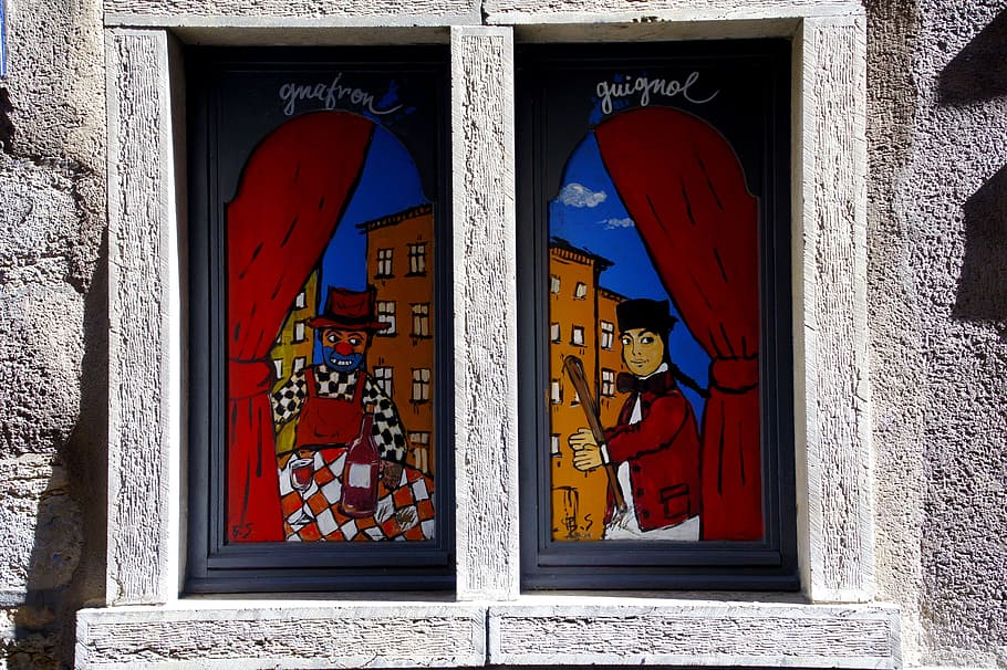 lyon, guignol, window, puppets, tradition, theatre, gnafron HD wallpaper