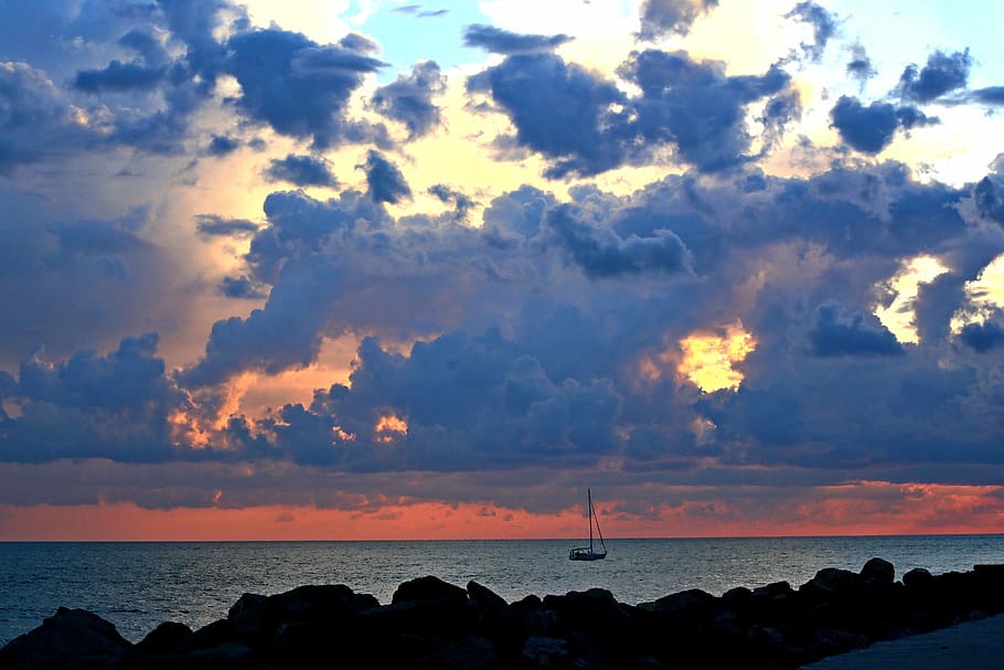 nature, sunset, summer, sky, sea, cloud, coast, water, cloud - sky HD wallpaper