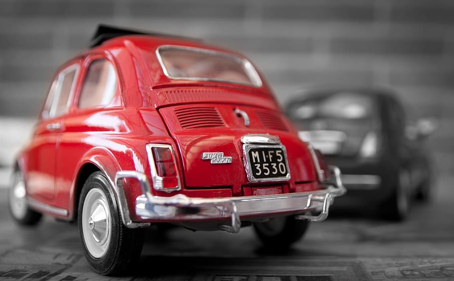 auto, 500, fiat, machine, mode of transportation, red, car HD wallpaper