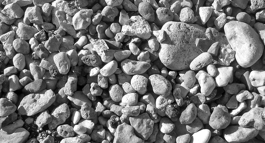 background, pebbles, stones, beach, black, white, black white HD wallpaper