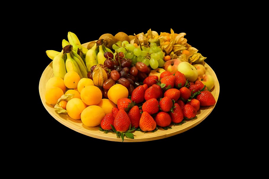 eat, food, fruit, vitamins, fruit basket, fruit bowl, strawberries, HD wallpaper
