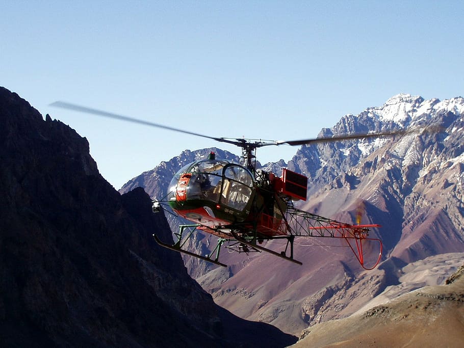 helicopter, mountain rescue, aconcagua, expedition, andes, argentina, HD wallpaper
