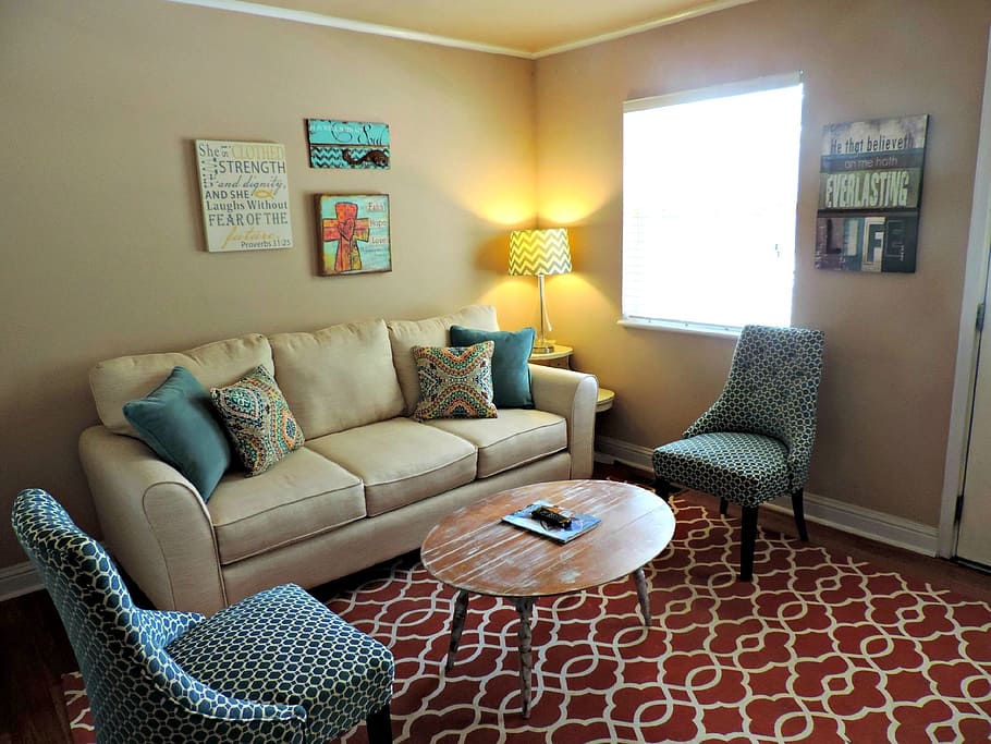 house, table, lamp, window, chairs, coffee table, comfortable HD wallpaper