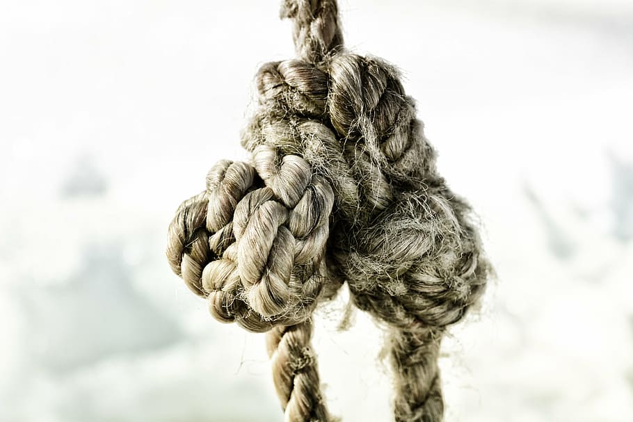 tied brown rope grayscale photo, siel, knitting, dew, knot HD wallpaper