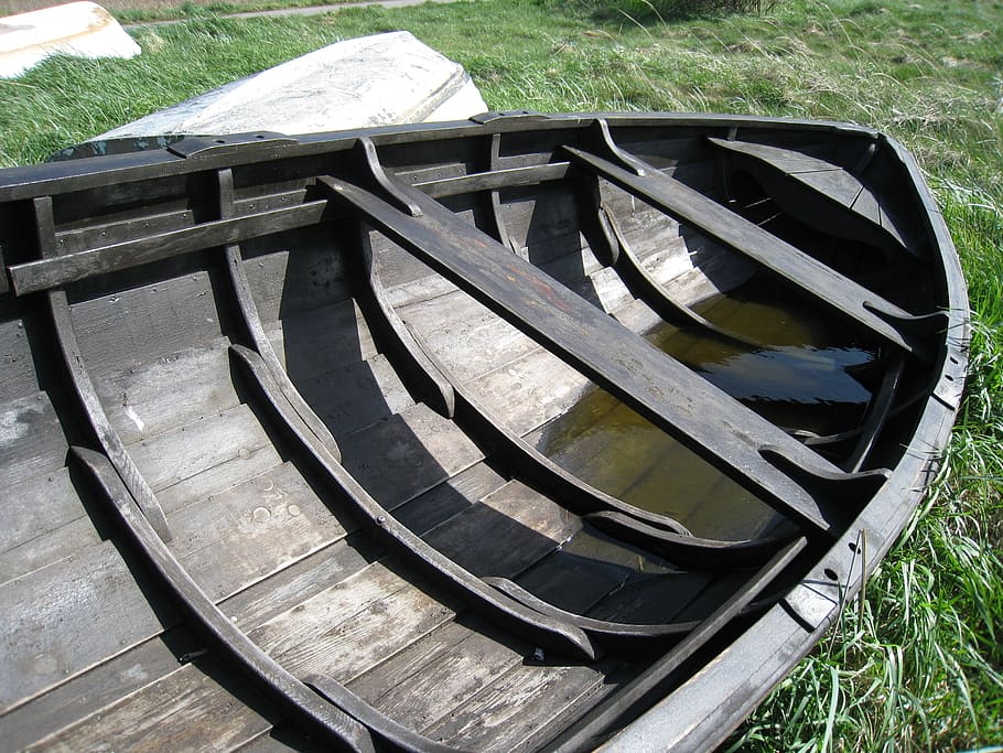 boat, summer, grass, grey, water, day, wood - material, no people HD wallpaper