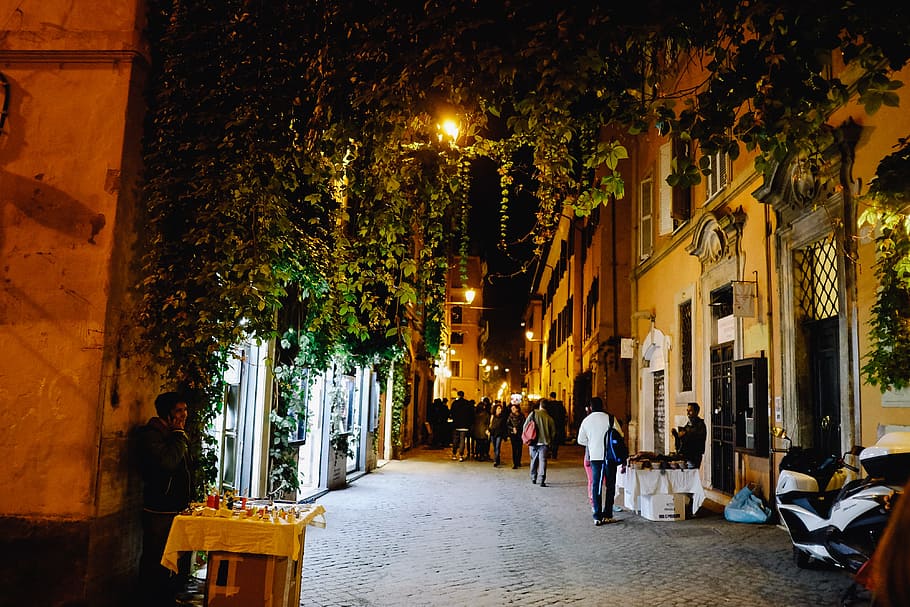 Night street in Rome, architecture and Cityscape, other, urban Scene HD wallpaper