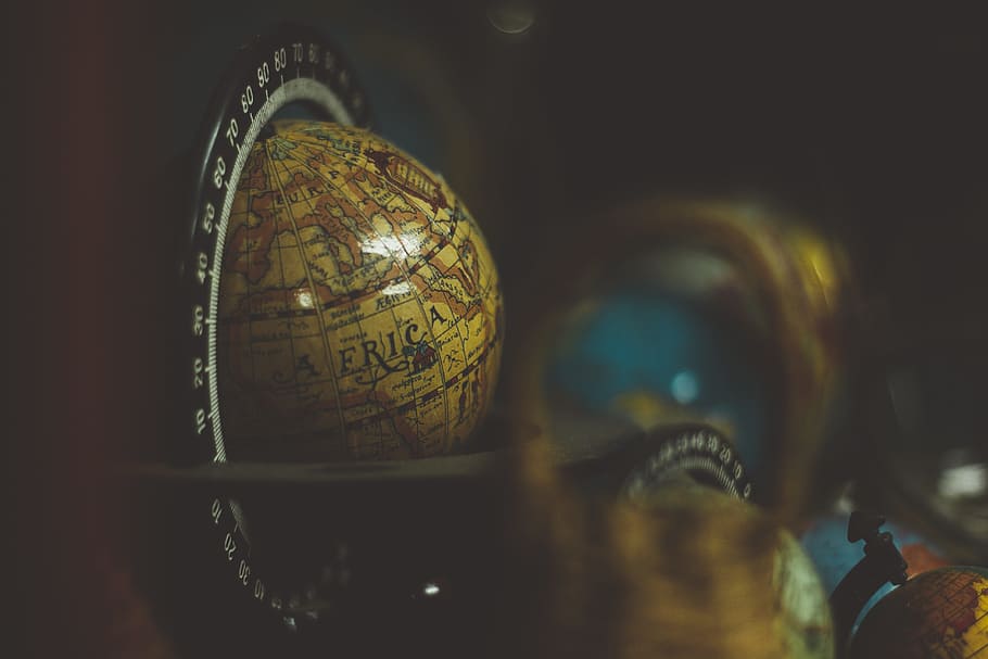 globe, world, atlas, travel, trip, sphere, selective focus, HD wallpaper