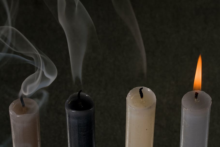 one lighted candle near turned-off candldes, candles, kindle HD wallpaper