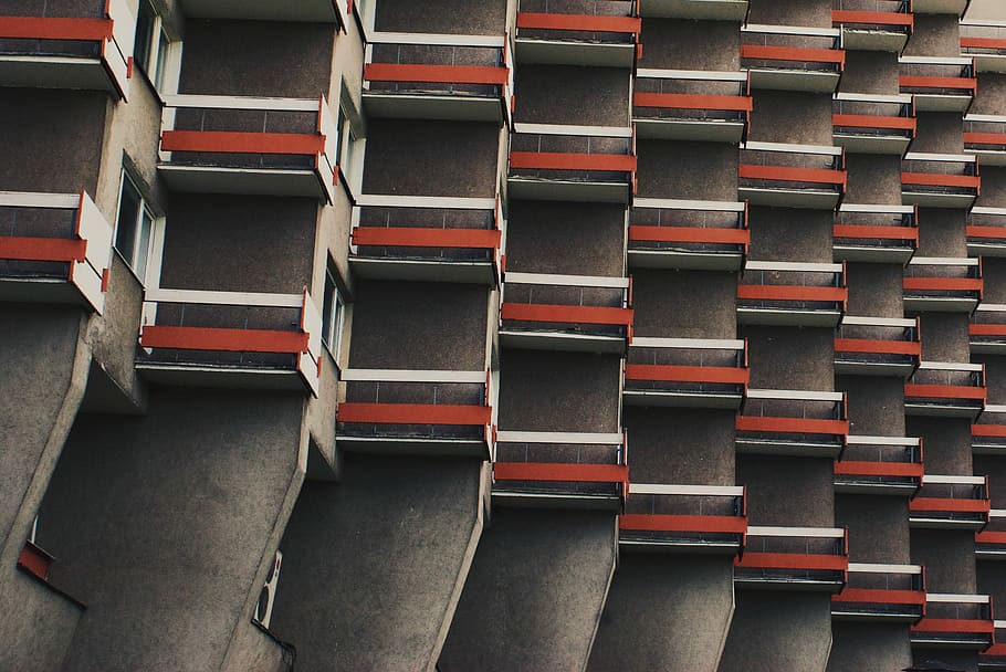 brown and orange building, stair photography, architecture, balcony HD wallpaper