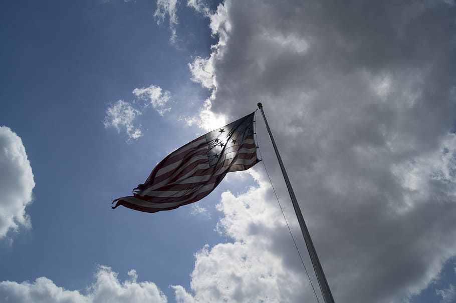 low-angle photography of waving flag of USA, Us Flag, American Flags HD wallpaper