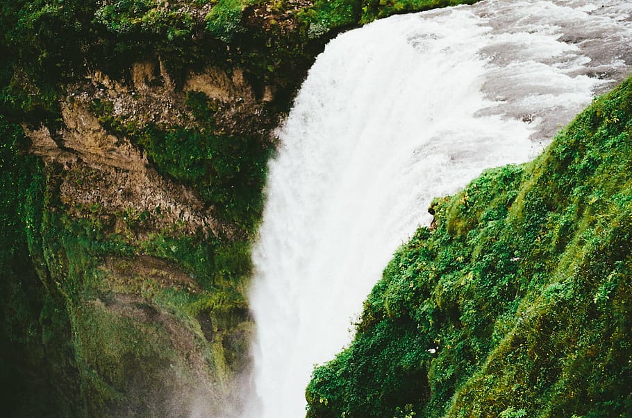 deep, steep, waterfall, nature, river, freshness, forest, stream HD wallpaper