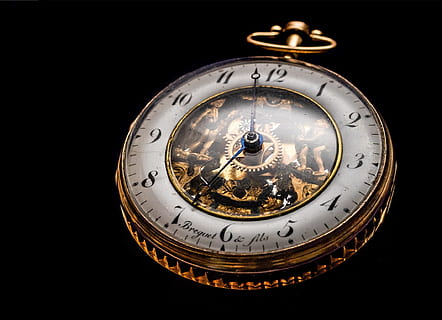 gray and brown pocket watch pointing at 6:58, antique, brass HD wallpaper