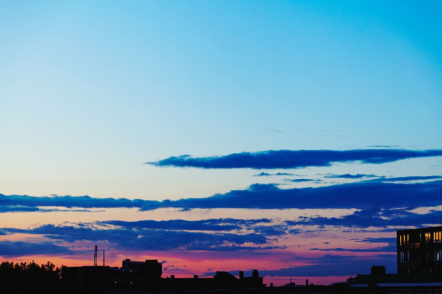 buildings, clouds, dawn, daylight, dusk, evening, landscape HD wallpaper