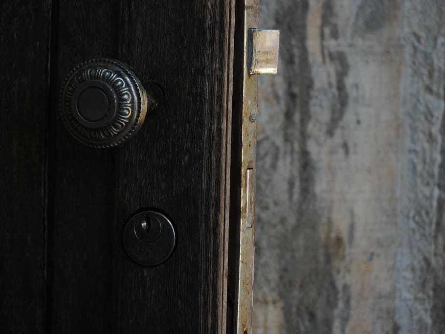 door, latch, key, wall, wood - Material, lock, handle, close-up HD wallpaper