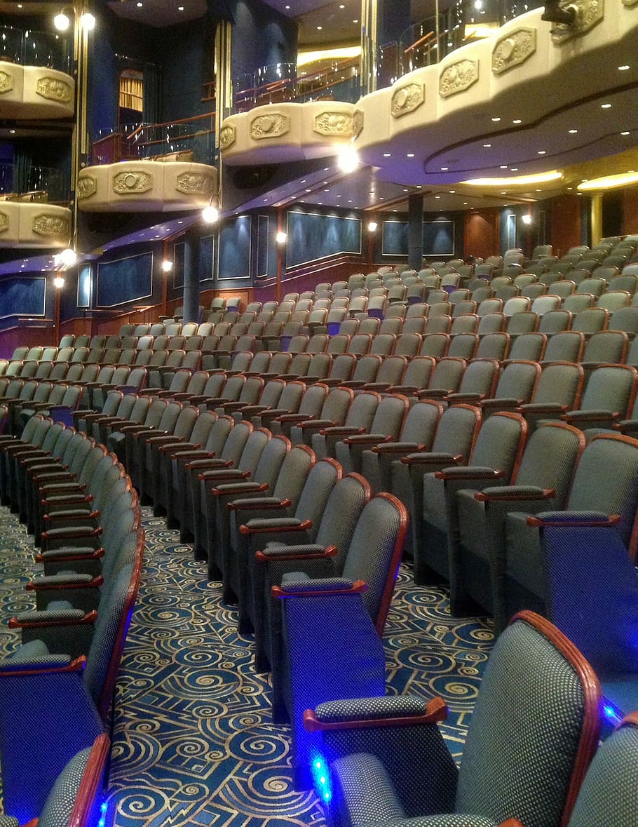 theater house chairs, Cruise, cinema hall, opera hall, audience, HD wallpaper