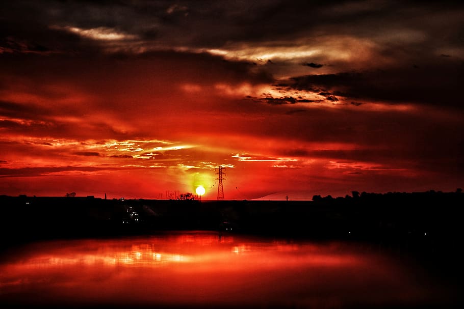 landscape, sunset, afternoon, sol, dramatic, cloud - sky, no people HD wallpaper