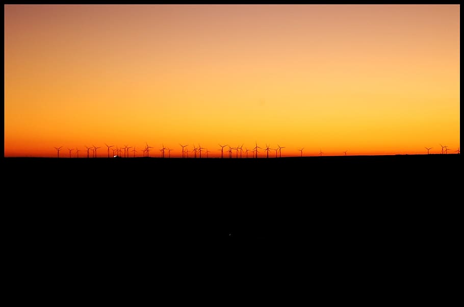 silhouette photography of windmills, palencia, bornholm, horizon, HD wallpaper