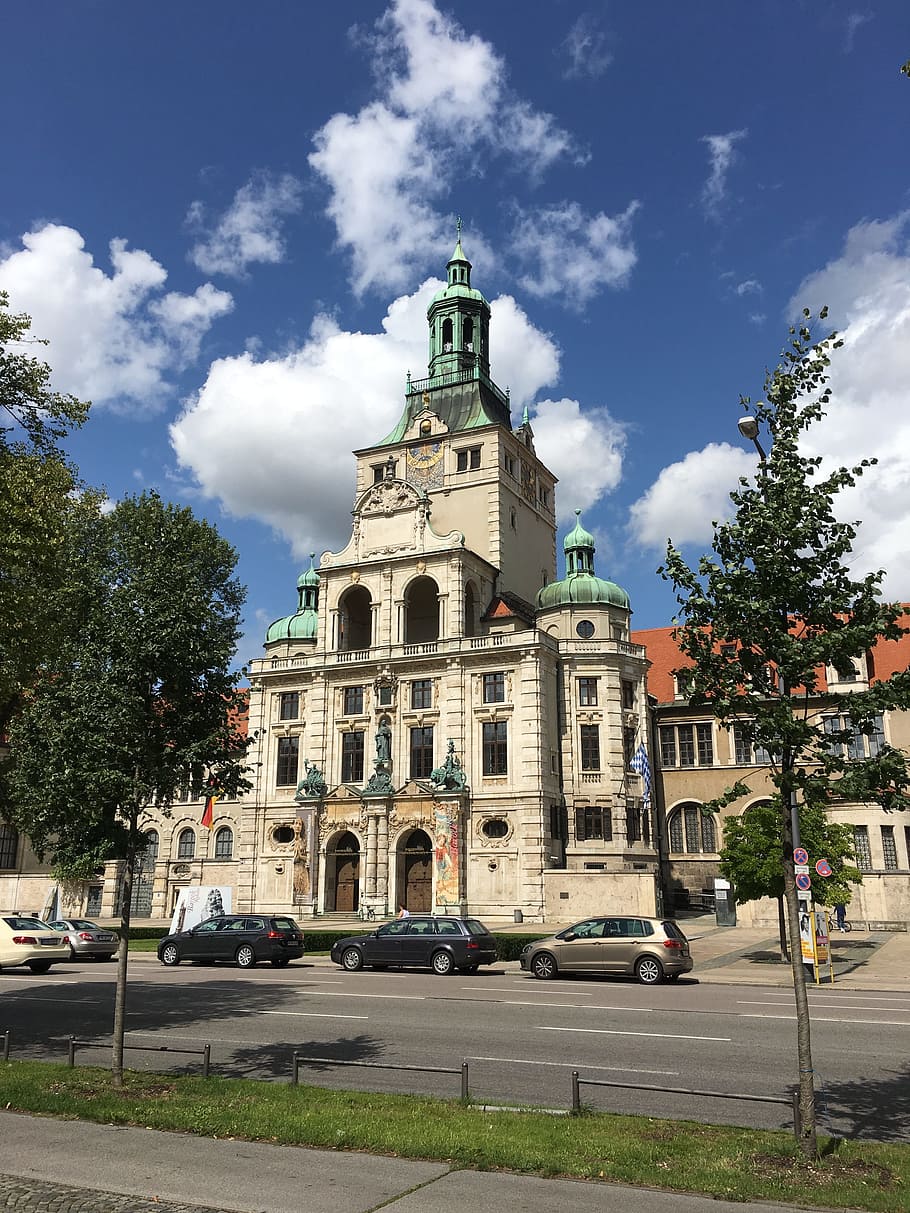 museum, munich, building, sun, summer, clouds, mood, architecture HD wallpaper