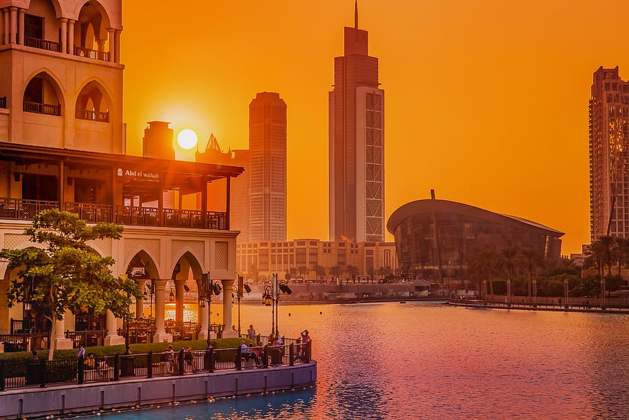 sunset, city, architecture, built structure, building exterior HD wallpaper