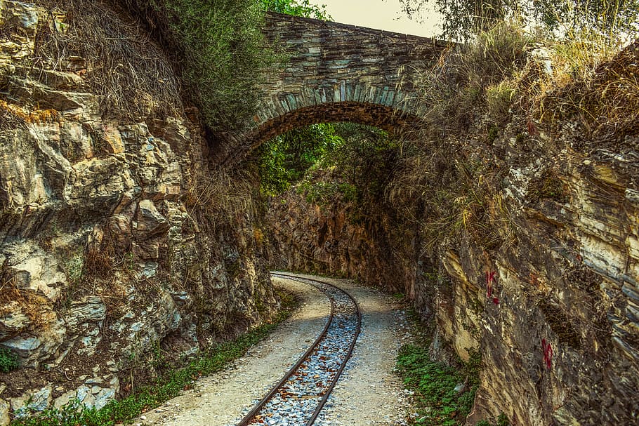 railway, bridge, stone, architecture, traditional, rails, pelio HD wallpaper