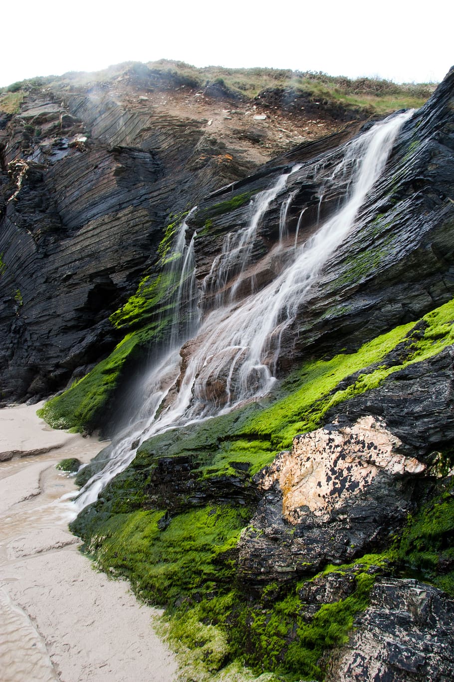 beach of the cathedrals, waterfalls, green, nature, natural water