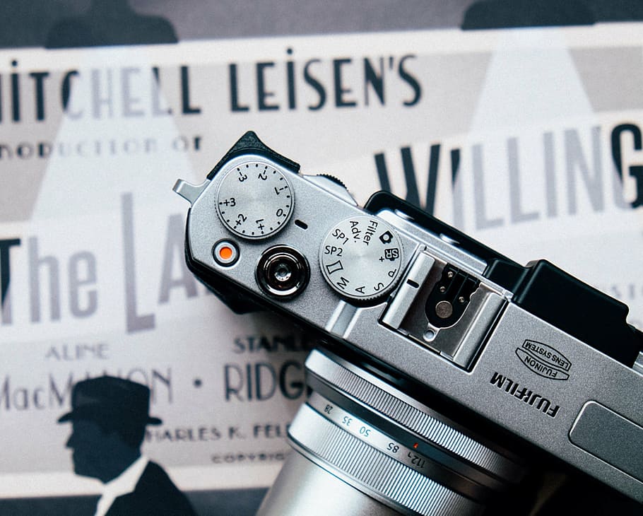 silver Fujifilm digital camera, lens, photography, photographer