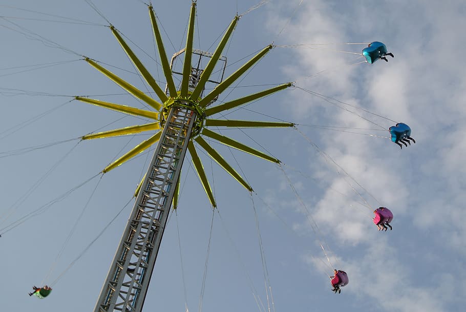 funfair, ride, high, amusement, park, holiday, outdoors, vacation HD wallpaper