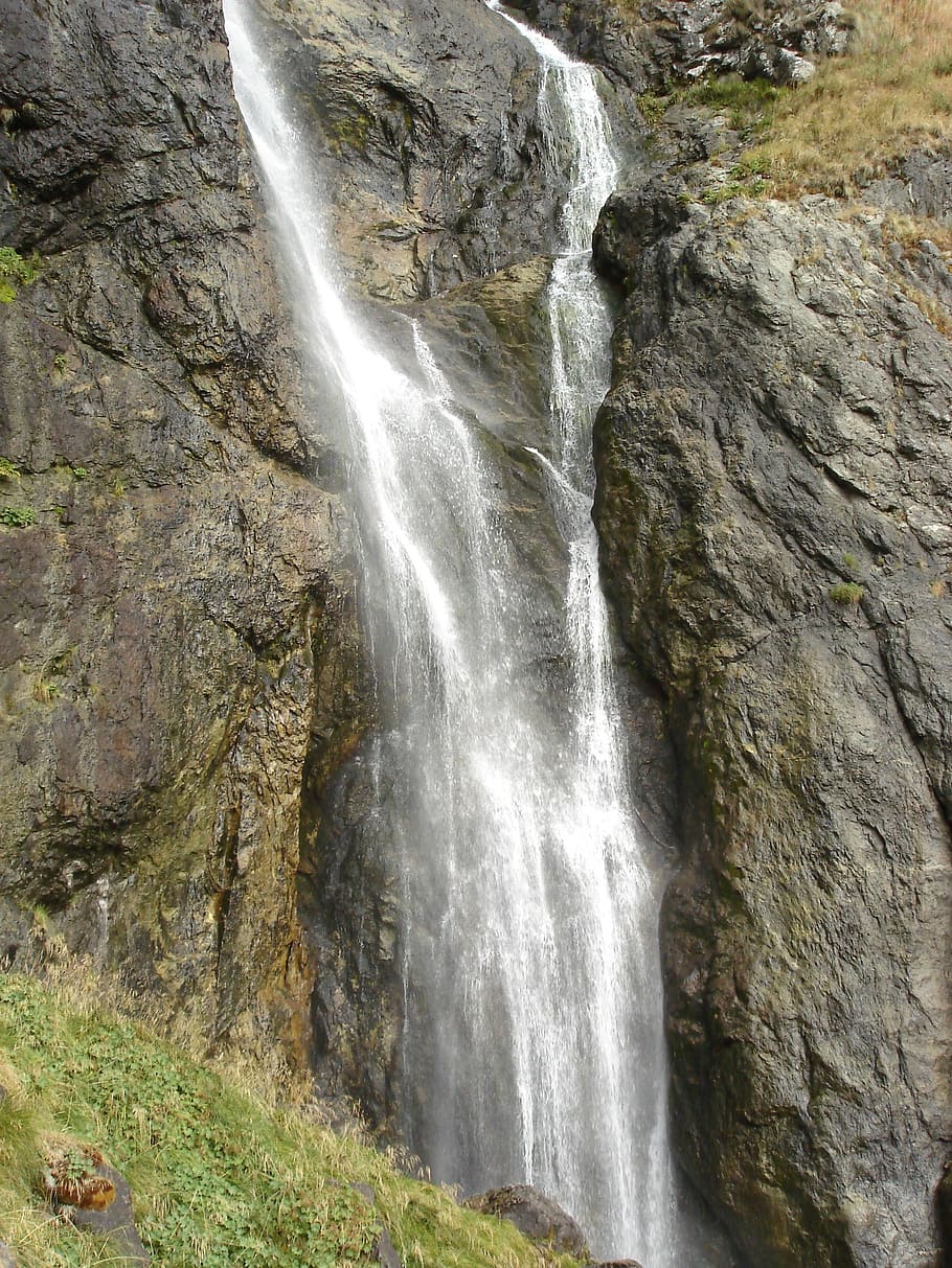 waterfall, cascade, stream, landscape, wilderness, scenery HD wallpaper