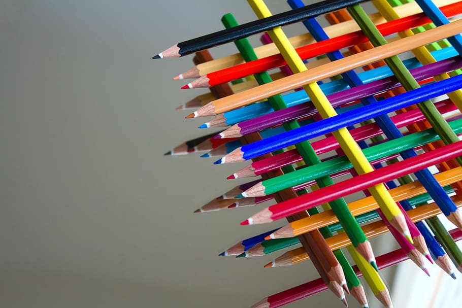 assorted pencils, colored pencils, paint, colour pencils, pens, HD wallpaper