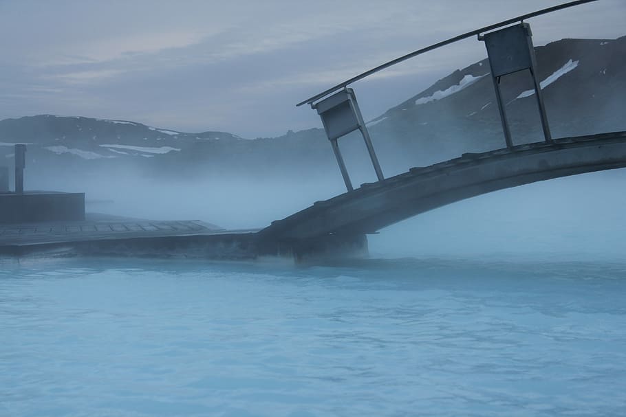 Iceland, Spa, Water, Water, Spring, Steam, baths, built structure HD wallpaper