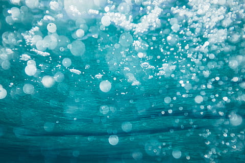 underwater photography of water bubbles, untitled, blue, aqua HD wallpaper