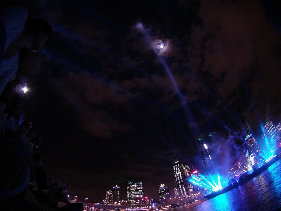 Laser Show, Brisbane, City, lights, night, brisbane city lights, HD wallpaper