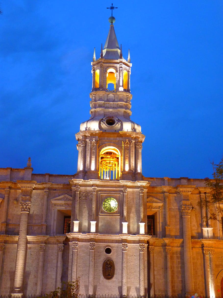Arequipa, Cathedral, Peru, Building, architecture, church, famous Place, HD wallpaper