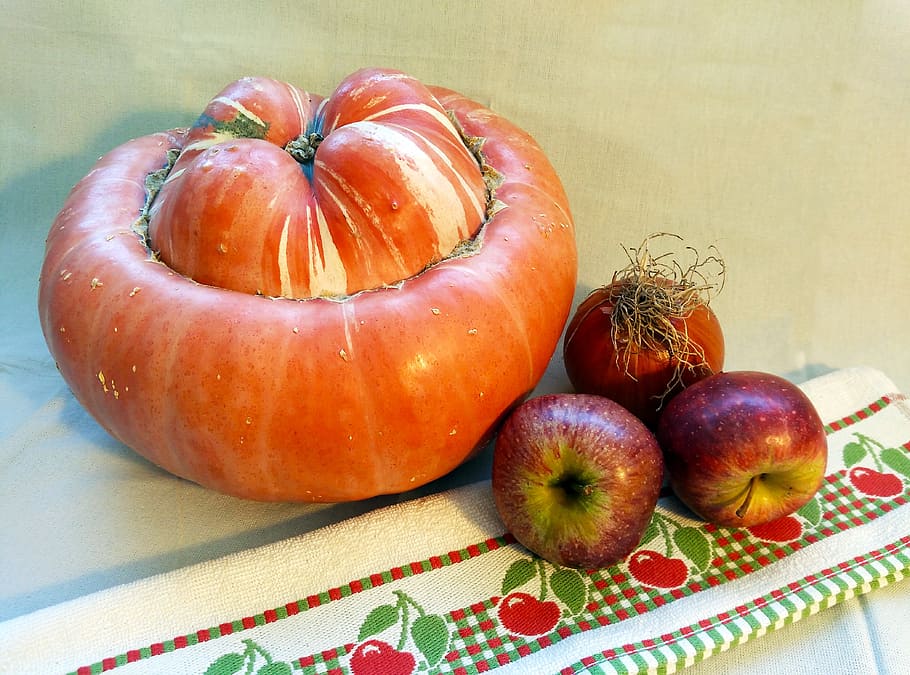 pumpkin, apple, orchard, fruit, nature, healthy, food, apple trees HD wallpaper