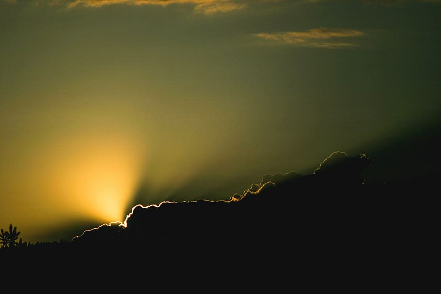 clouds, cloudy, dark, dawn, dusk, silhouette, sky, sunrise HD wallpaper