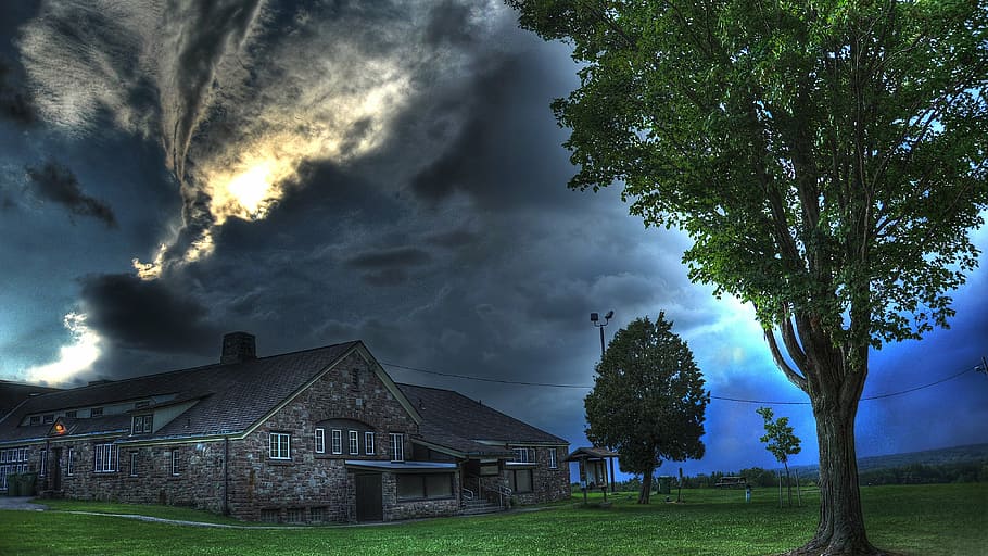 grey concrete house, hdr, high dynamic range, landscape, scenic HD wallpaper