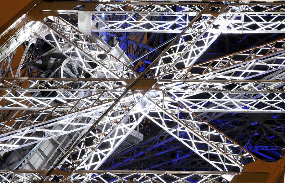 eiffel tower, paris, beams, frame, complexity, no people, full frame HD wallpaper