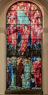 angel stained glass inside the building, religious, tinted HD wallpaper