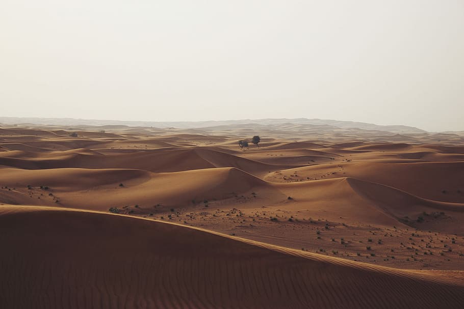 aerial photography of desert sand dunes, brown, white, nature HD wallpaper
