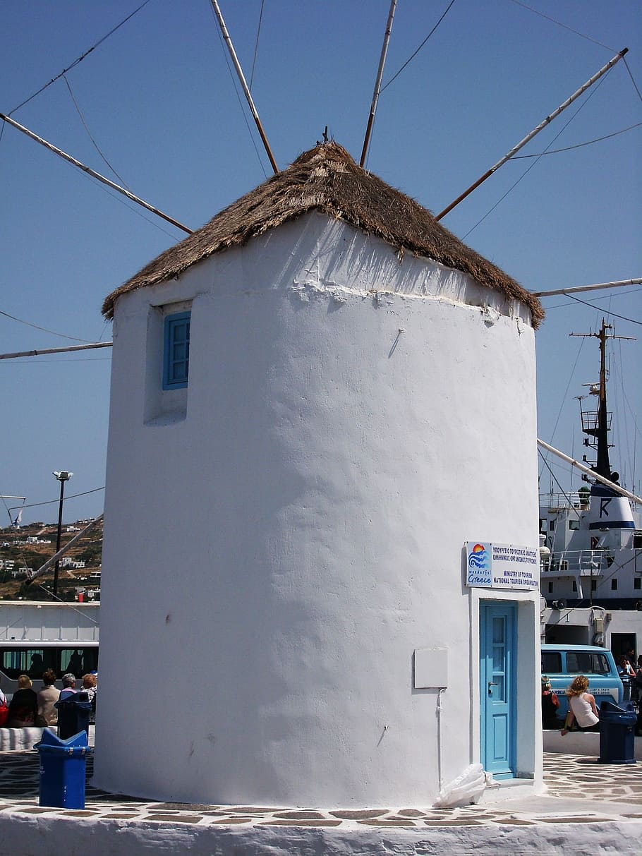 Mill, Paros, Cyclades, Holiday, greces, travel, blue, white HD wallpaper
