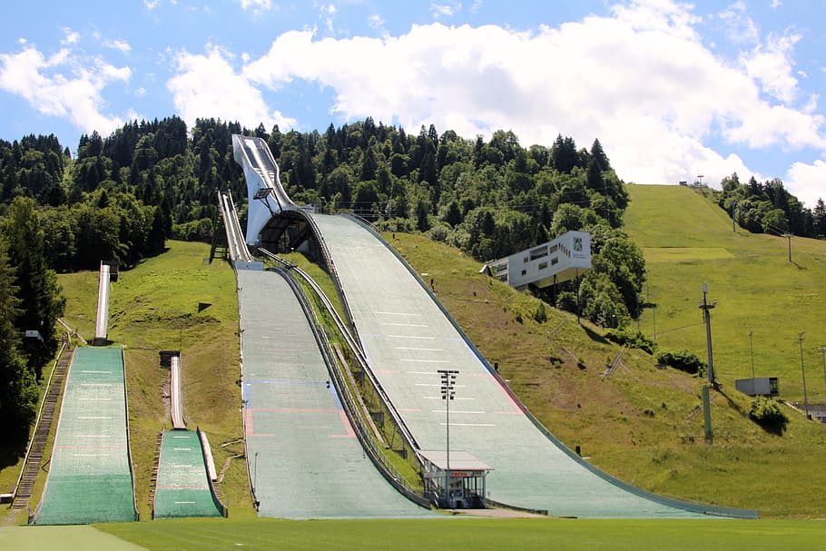 ski resort, garmisch partenkirchen delineation, olympia delineation, HD wallpaper