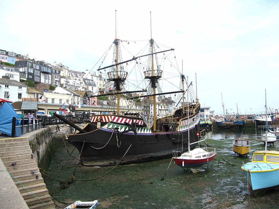 brixham, devon, boats, seaside, harbour, nautical vessel, transportation HD wallpaper
