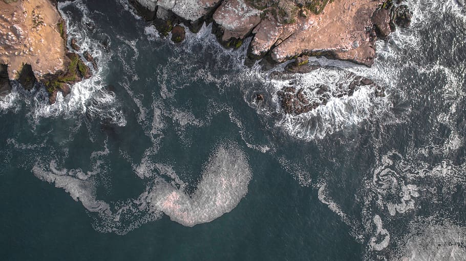 sea, ocean, water, waves, rocks, aerial, view, nature, no people HD wallpaper