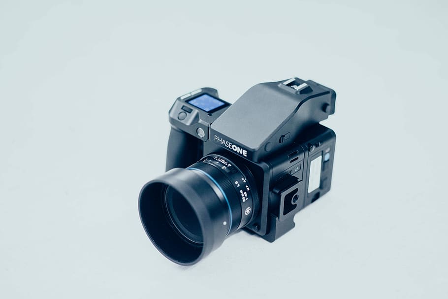 black DSLR camera, black camera, phase one, lens, minimalist, HD wallpaper