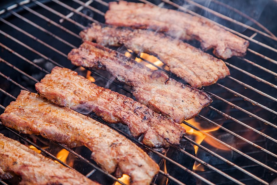 grilled pork bellies, grill party, grilled meats, barbecue, grilling